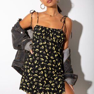 Motel Rocks Yellow and Black Floral Mini dress